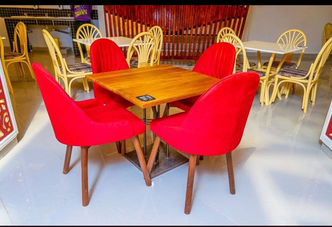 Red velvet dining chairs